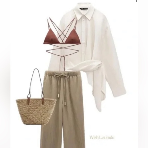 ZARA LINEN ASYMMETRIC SHIRT - Picture 4 of 4